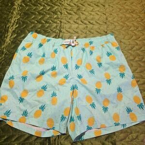 Member's Mark Men's UPF 50 Quick Dry Resort Swim Trunks Green w Pineapples XXL